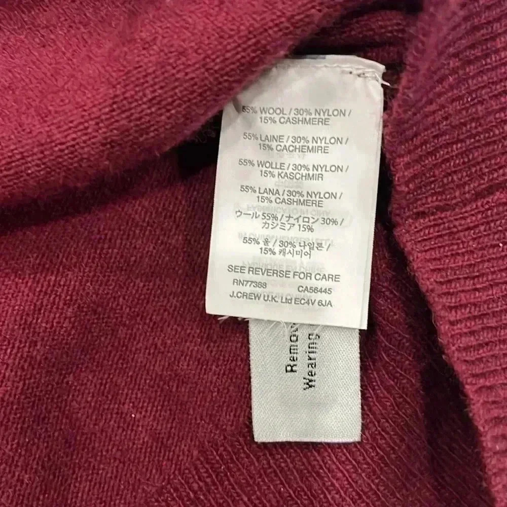 [XS]JCrew Cashmere Wool Blend Burgundy V Neck Button Sweater Cardigan-  NWOT - Picture 5 of 9